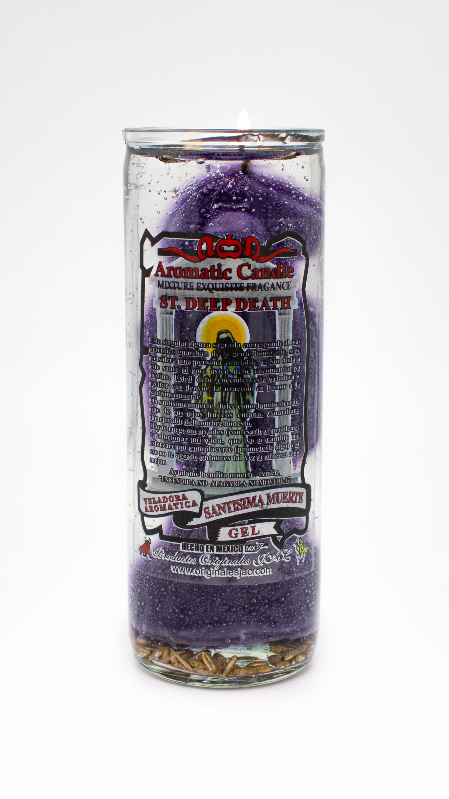 SANTISIMA MUERTE MORADA - Veladora Gel