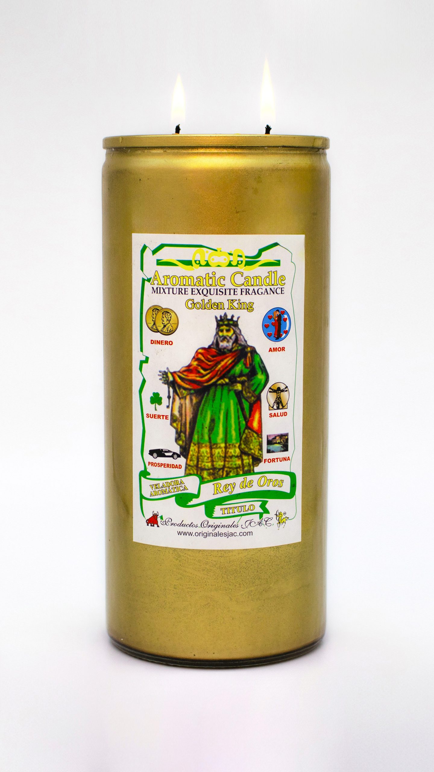 REY DE OROS - Veladora Titulo - Jumbo